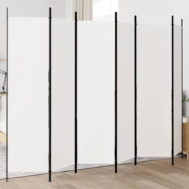 vidaXL Kamerscherm met 6 panelen 300x200 cm stof wit, foto 2