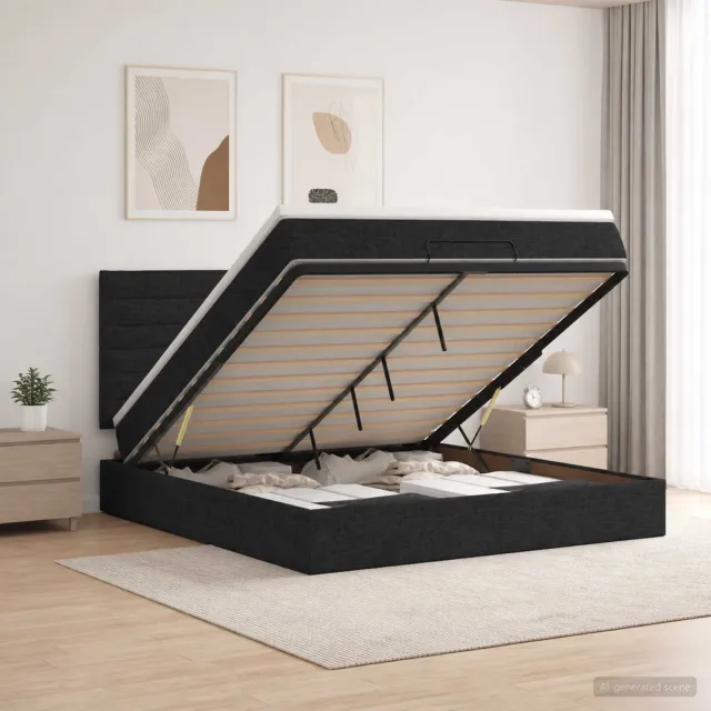 vidaXL Ottoman bed met matras met hoofdeinde Zwart 180 x 200 cm Stof