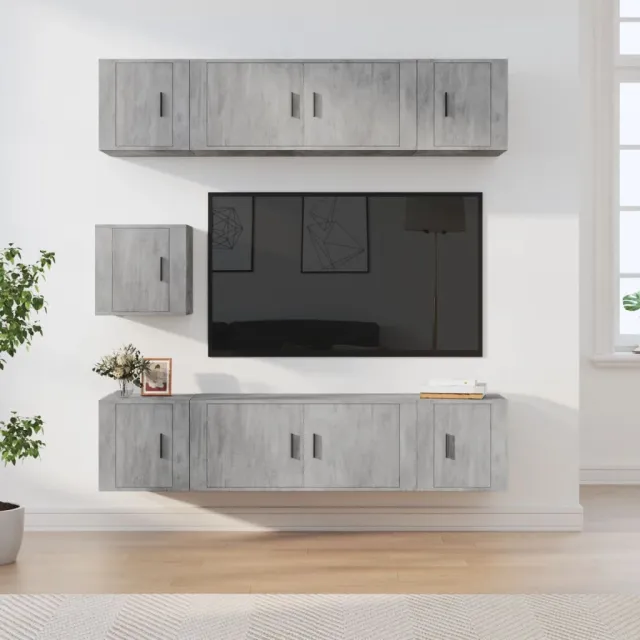 vidaXL 7-delige Tv-meubelset bewerkt hout betongrijs grijs, foto 2