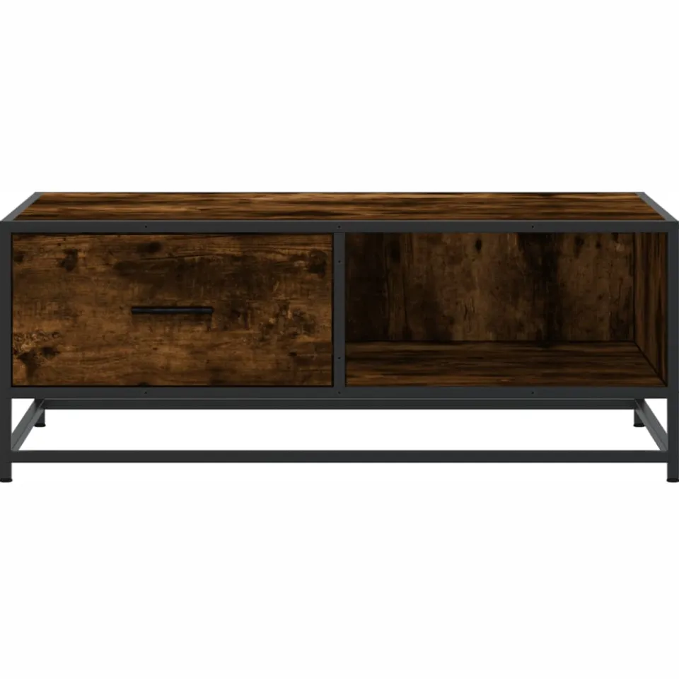 vidaXL Salontafel 90x57x35 cm bewerkt hout en metaal gerookt eiken, foto 4