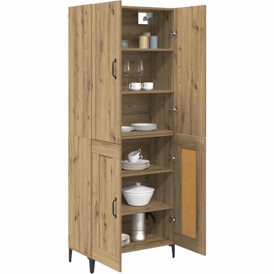 vidaXL Highboard Artisan Eiken 69,5 x 34 x 180 cm Bewerkt hout Bruin