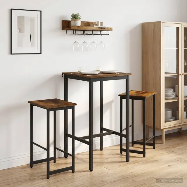 vidaXL Barkruk 2 st Gerookt eiken 40 x 32 x 74 cm Bewerkt hout, foto 2