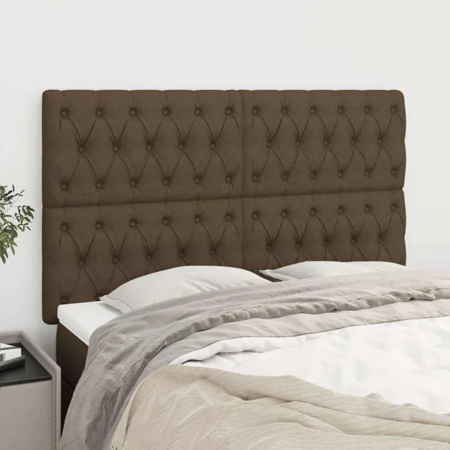 vidaXL Hoofdbord donkerbruin 144x7x118/128 cm stof