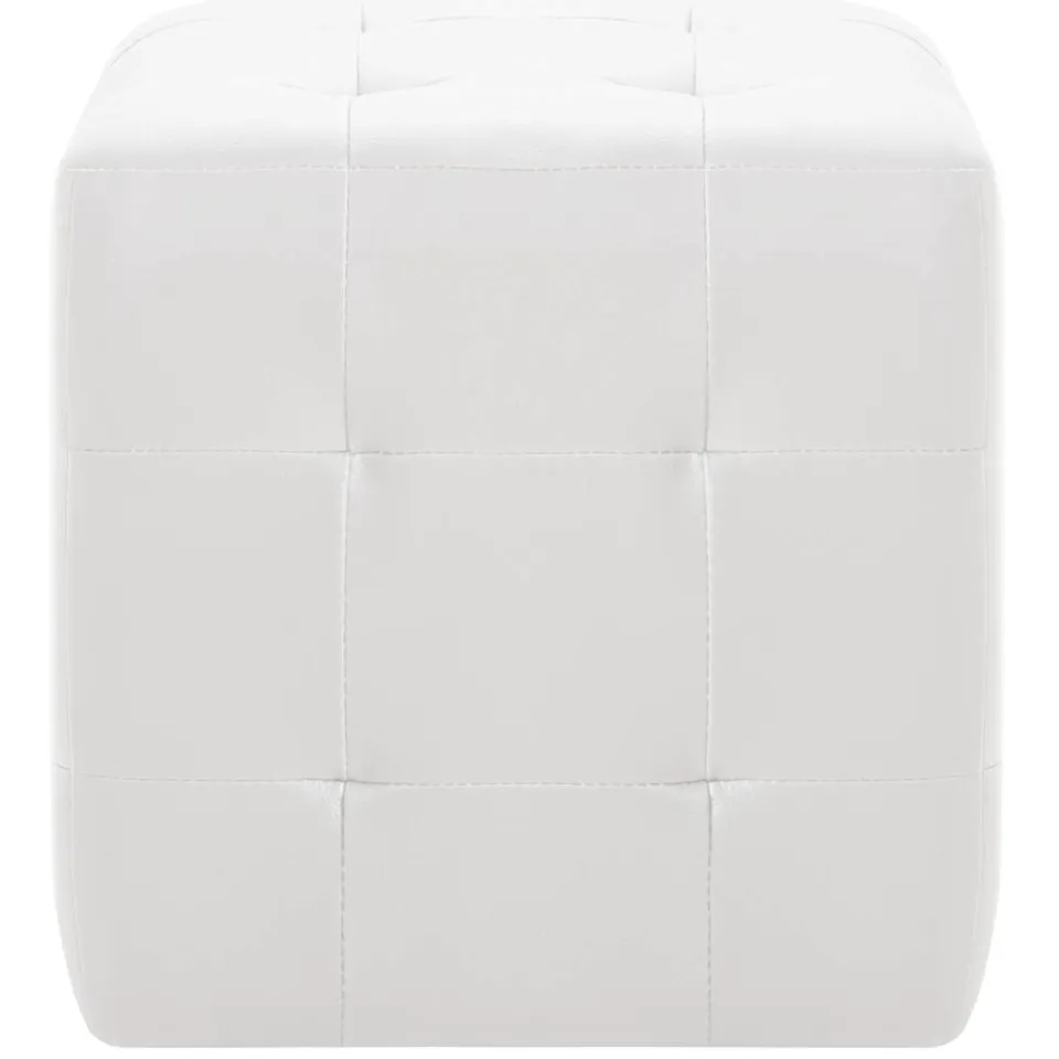 vidaXL Poef 2 st 30x30x30 cm kunstleer wit, foto 3