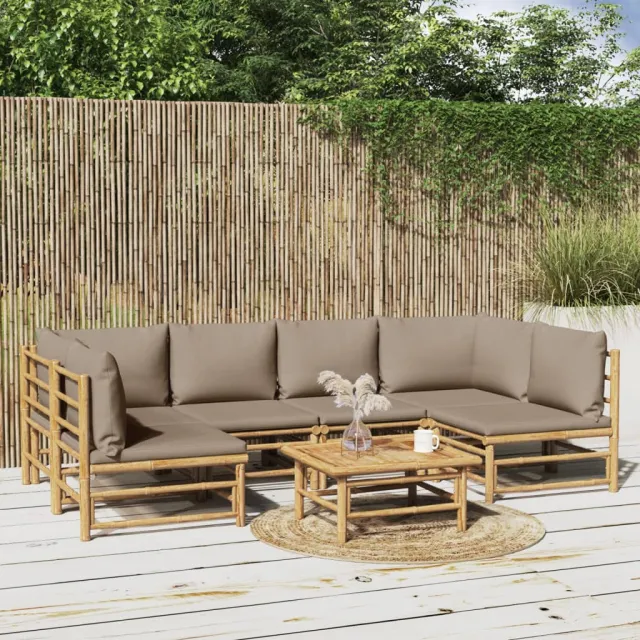 vidaXL 7-delige Loungeset met kussens bamboe taupe, foto 2