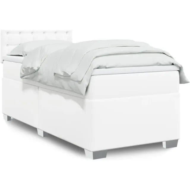 vidaXL Boxspring met matras kunstleer wit 80x200 cm