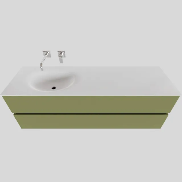 Boss & Wessing Badkamermeubel Solid Surface BWS Stockholm 150x46 cm Links Mat Groen (zonder kraangat)