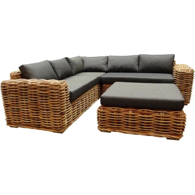 AVH-Outdoor Tuinmeubelen Sabuga hoek loungeset 4 delig naturel rotan Bruin / Terre