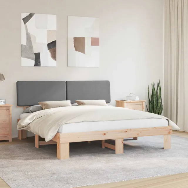 vidaXL Bedframe met Gevoerd Hoofdgedeelte Lichtgrijs 200 x 200 cm