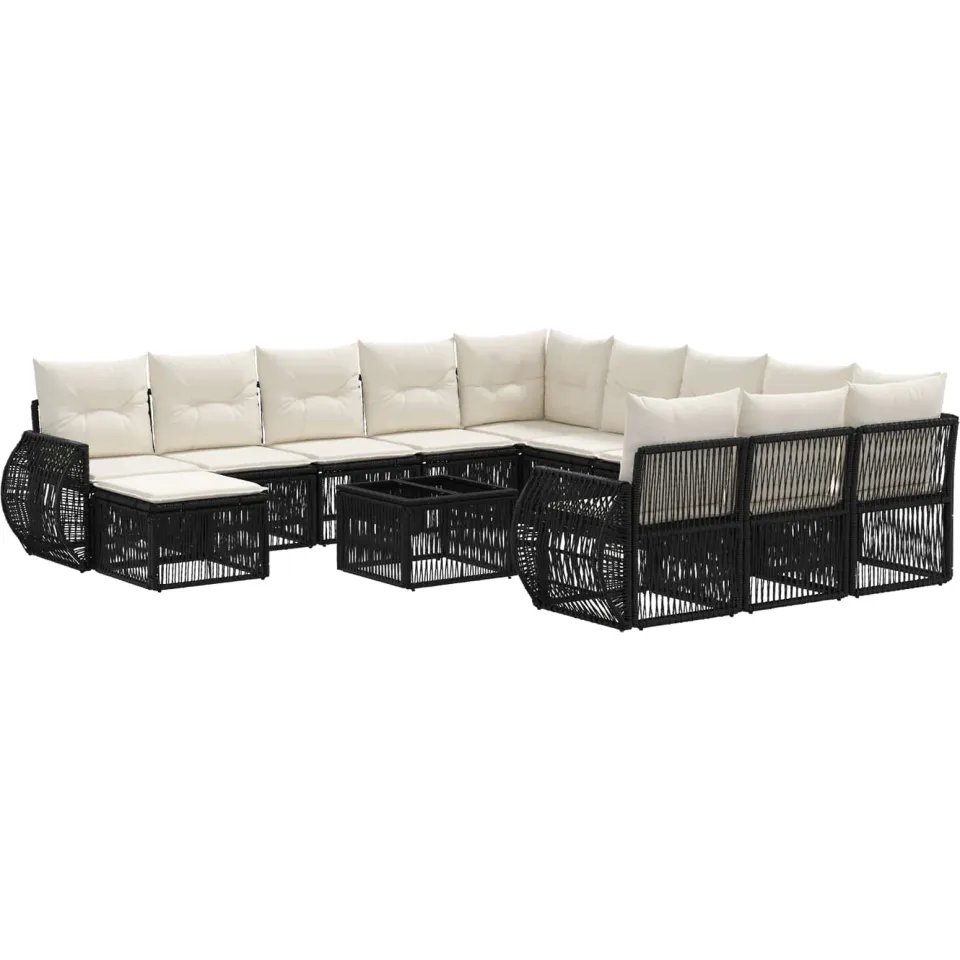 vidaXL Tuinbankenset 13 st Zwart poly rattan, foto 3