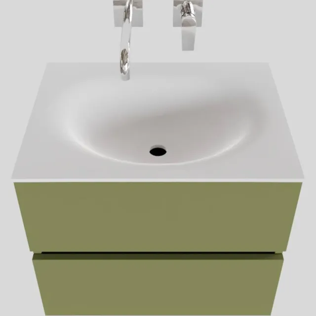 Boss & Wessing Badkamermeubel Solid Surface BWS Stockholm 60x46 cm Mat Groen (zonder kraangat)