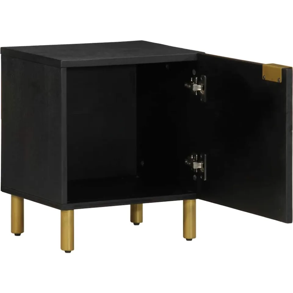 vidaXL Nachtkastje 2 st 40x33x46 cm massief mangohout zwart, foto 3