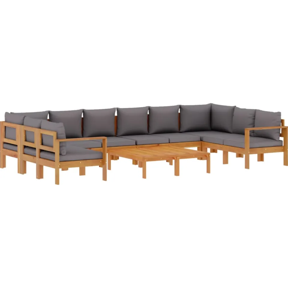 vidaXL 8-delige Loungeset met kussens massief acaciahout grijs, foto 3