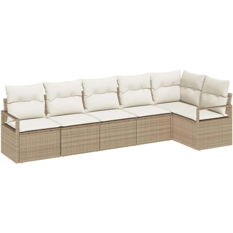 vidaXL Tuinbankenset 6 st Beige en Wit poly rattan