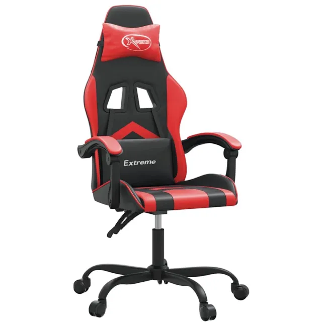 vidaXL Gamestoel - draaibaar - kunstleer - zwart - en - rood zwart en rood