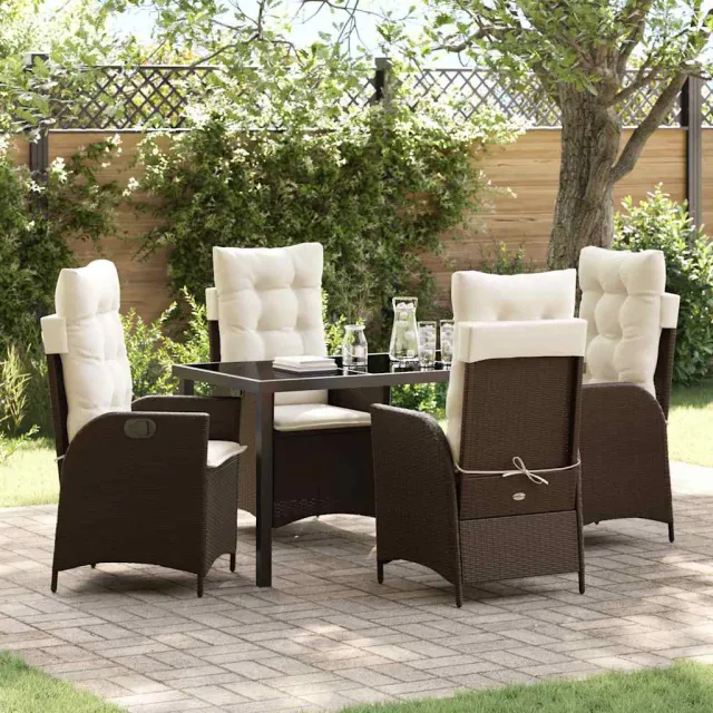 vidaXL Tuin eettafelset 5 st Bruin poly rattan, foto 2