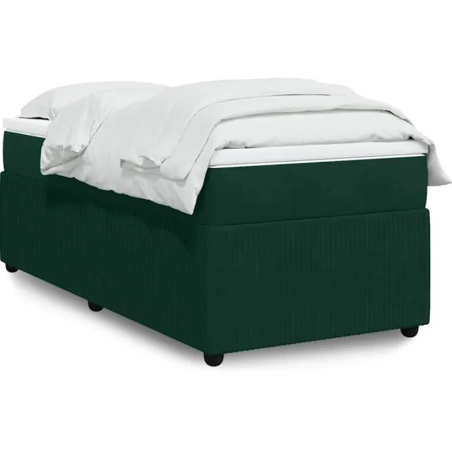vidaXL Boxspring met matras fluweel donkergroen 90x200 cm groen