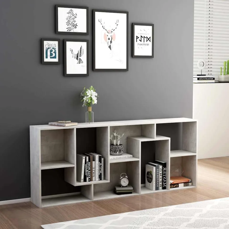 vidaXL Boekenkast 67x24x161 cm bewerkt hout betongrijs grijs, foto 3