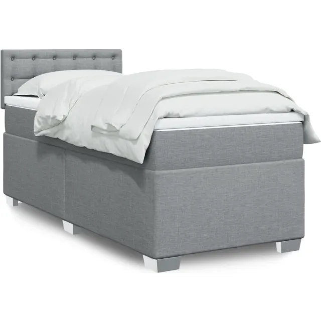 vidaXL Boxspring met matras stof lichtgrijs 90x190 cm grijs