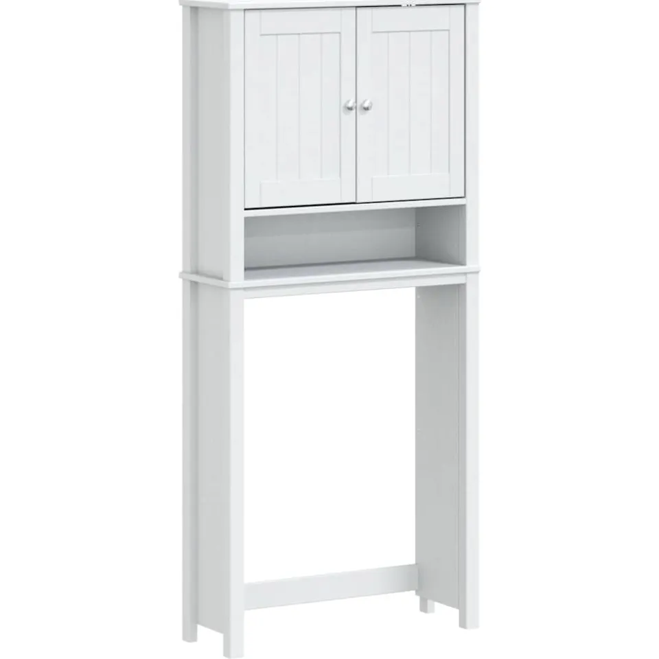 vidaXL Wasmachinekast BERG 76x27x164,5 cm massief hout wit, foto 3