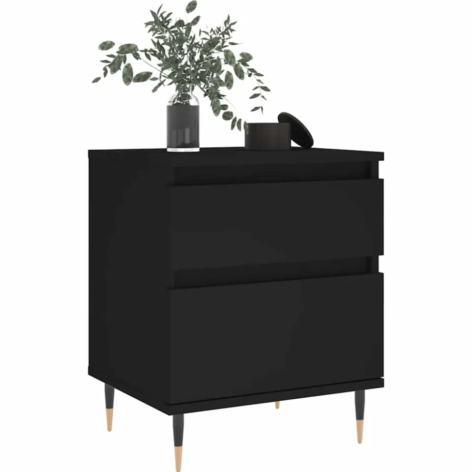 vidaXL Nachtkastje 40x35x50 cm bewerkt hout zwart, foto 4