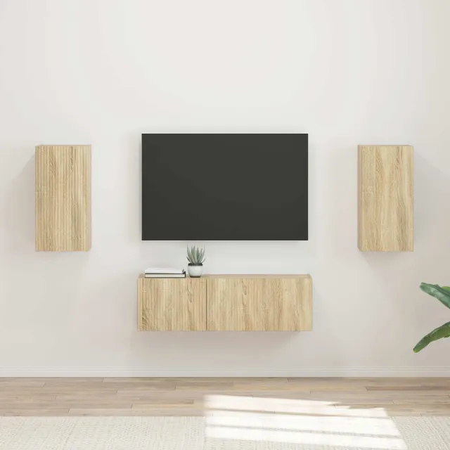 vidaXL TV Wandkast Set 4 st Sonoma Eiken Bewerkt hout Bruin