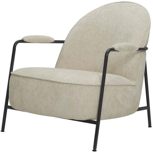 Tower Living Fauteuil Amelia - Wit Stof - Met Armleuning - 82x73x77cm Off White