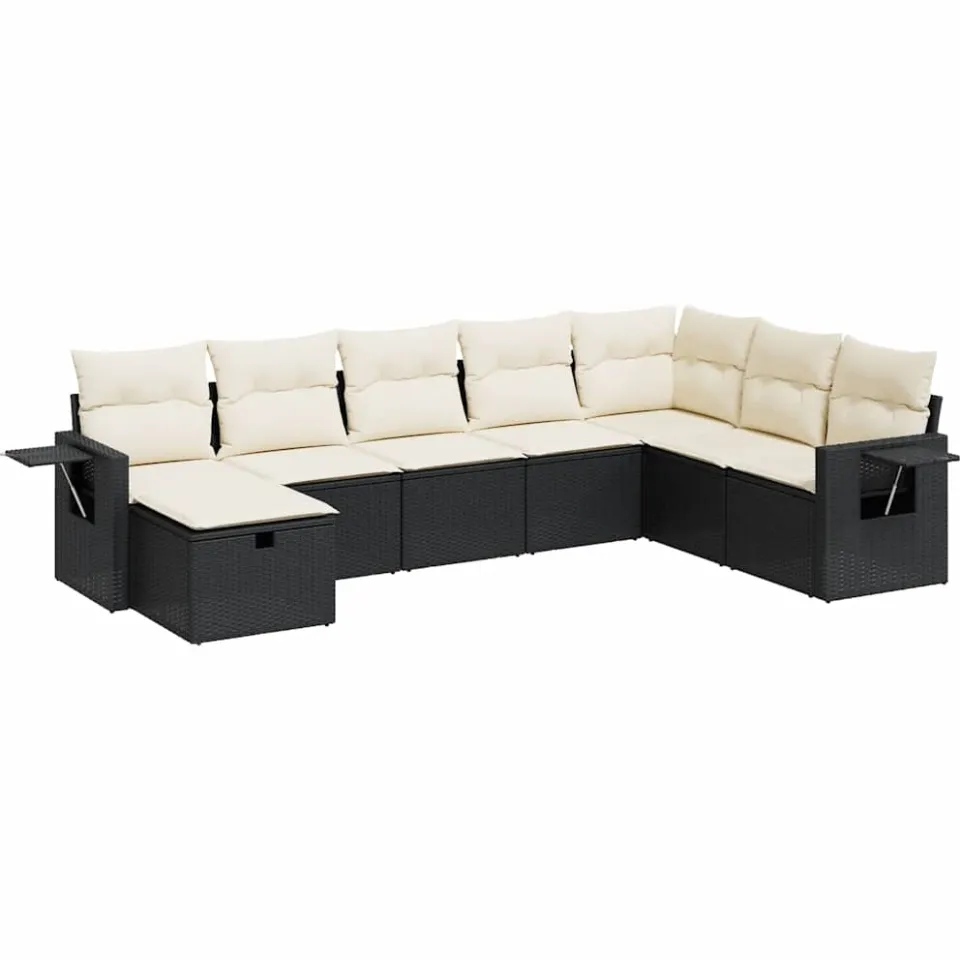 vidaXL 8-delige Loungeset met kussens poly rattan zwart, foto 3