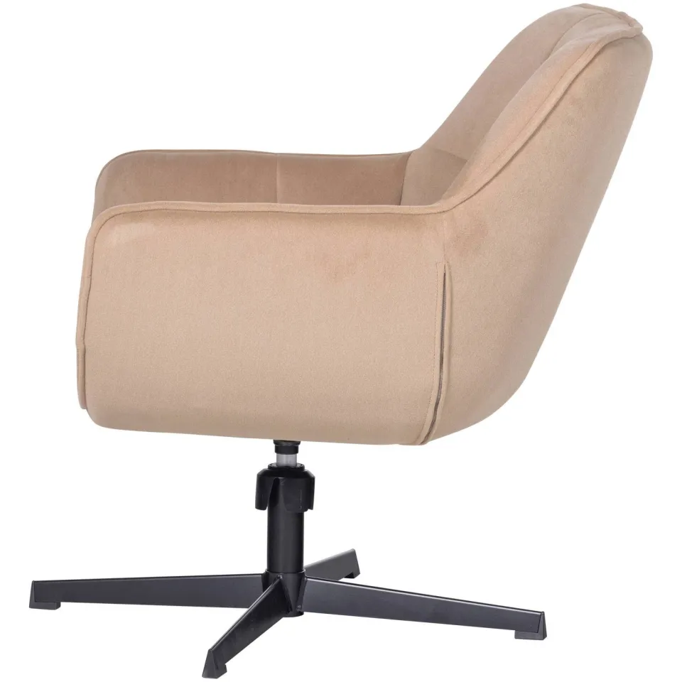 WOOOD Wibo Draaifauteuil - Velvet - Mat Zand - 94x71x83, foto 3