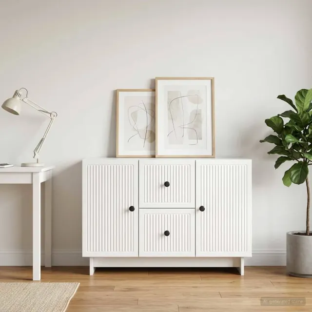 vidaXL Dressoir met lade Hoogglans Wit 89 x 34,5 x 60 cm Bewerkt hout, foto 2