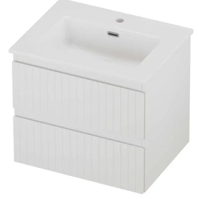 Proline Tribute Badmeubelset Porselein Elegant 1 Kraangat Gefreesd 60x46x54 cm Glans Wit Mat Wit