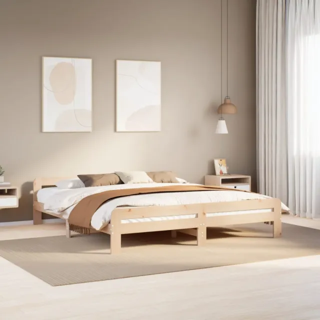vidaXL Bedframe zonder matras massief grenenhout 200x200 cm bruin