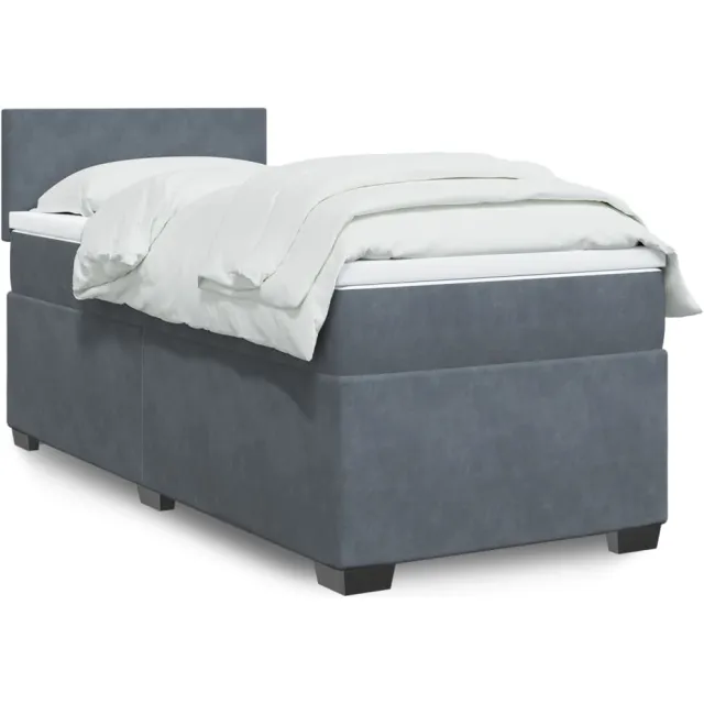 vidaXL Boxspring met matras fluweel donkergrijs 80x200 cm grijs
