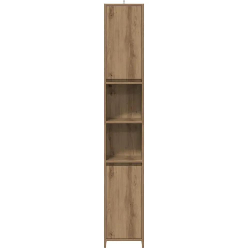 vidaXL Badkamerkast 30x30x183,5 cm bewerkt hout artisanaal eikenkleur Bruin