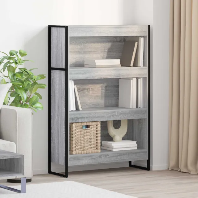 vidaXL Boekenkast 80 x 30 x 121 cm Bewerkt hout Grijs Sonoma