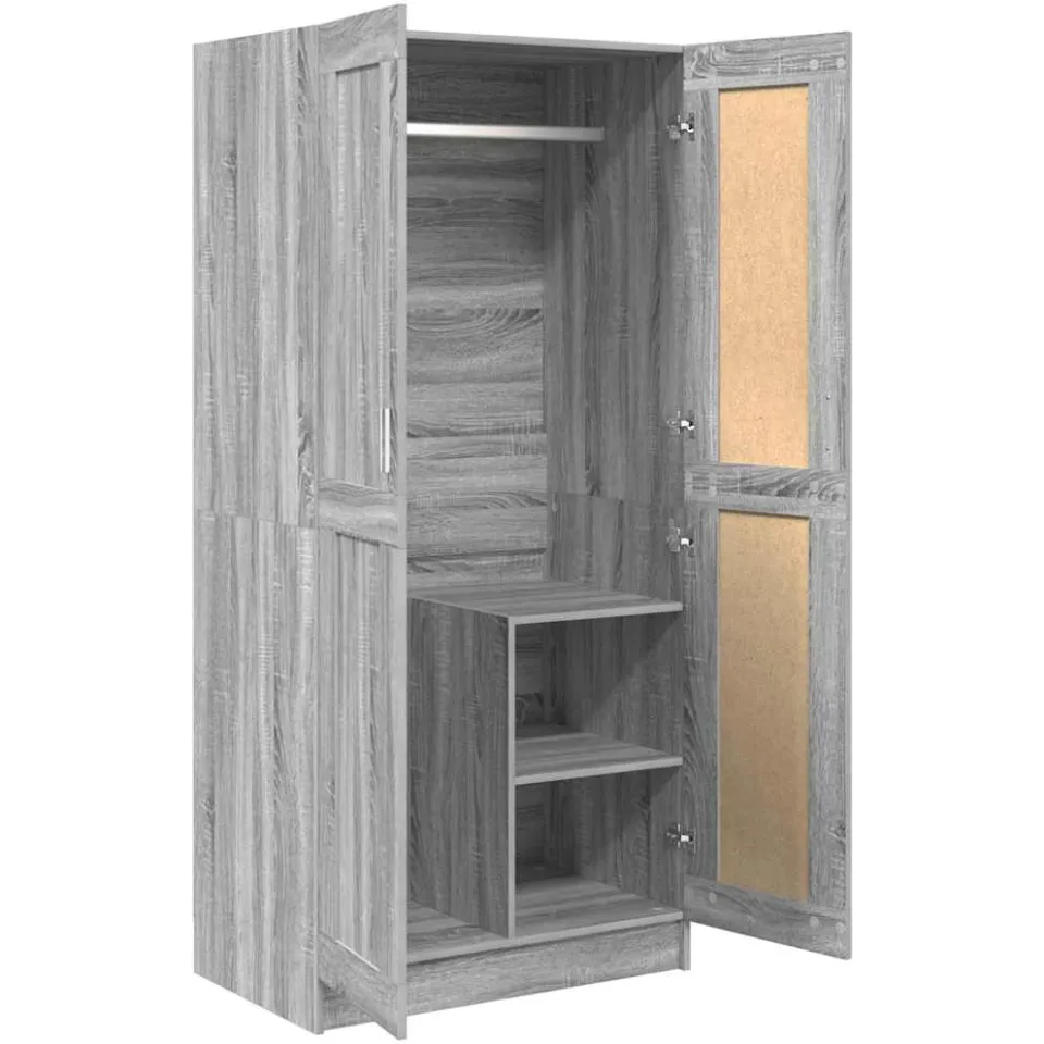 vidaXL Kledingkast 82,5x51,5x180 cm bewerkt hout grijs sonoma eiken, foto 4