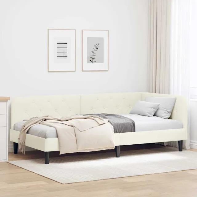 vidaXL Hoekbedframe Crème 100 x 200 cm fluweel