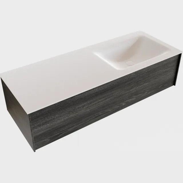 Boss & Wessing Badkamermeubel BWS Madrid Antraciet 120x45x30 cm Mat Witte Solid Surface Wastafel Rechts (0 kraangaten)
