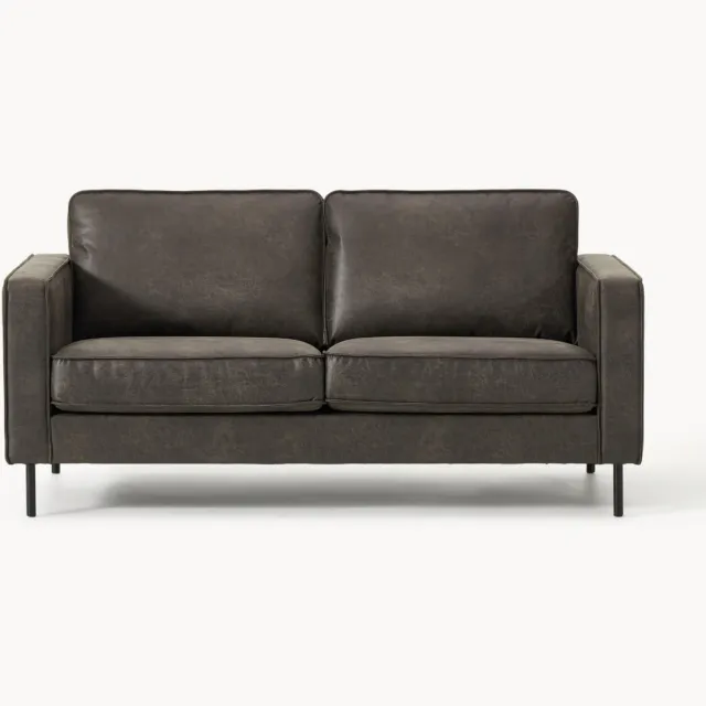 Westwing Collection Leren bank Hunter (2-zits) taupe