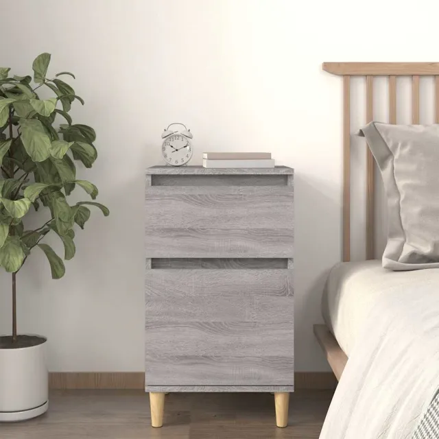 vidaXL Nachtkastje 40x35x70 cm bewerkt hout grijs sonoma eikenkleurig, foto 2