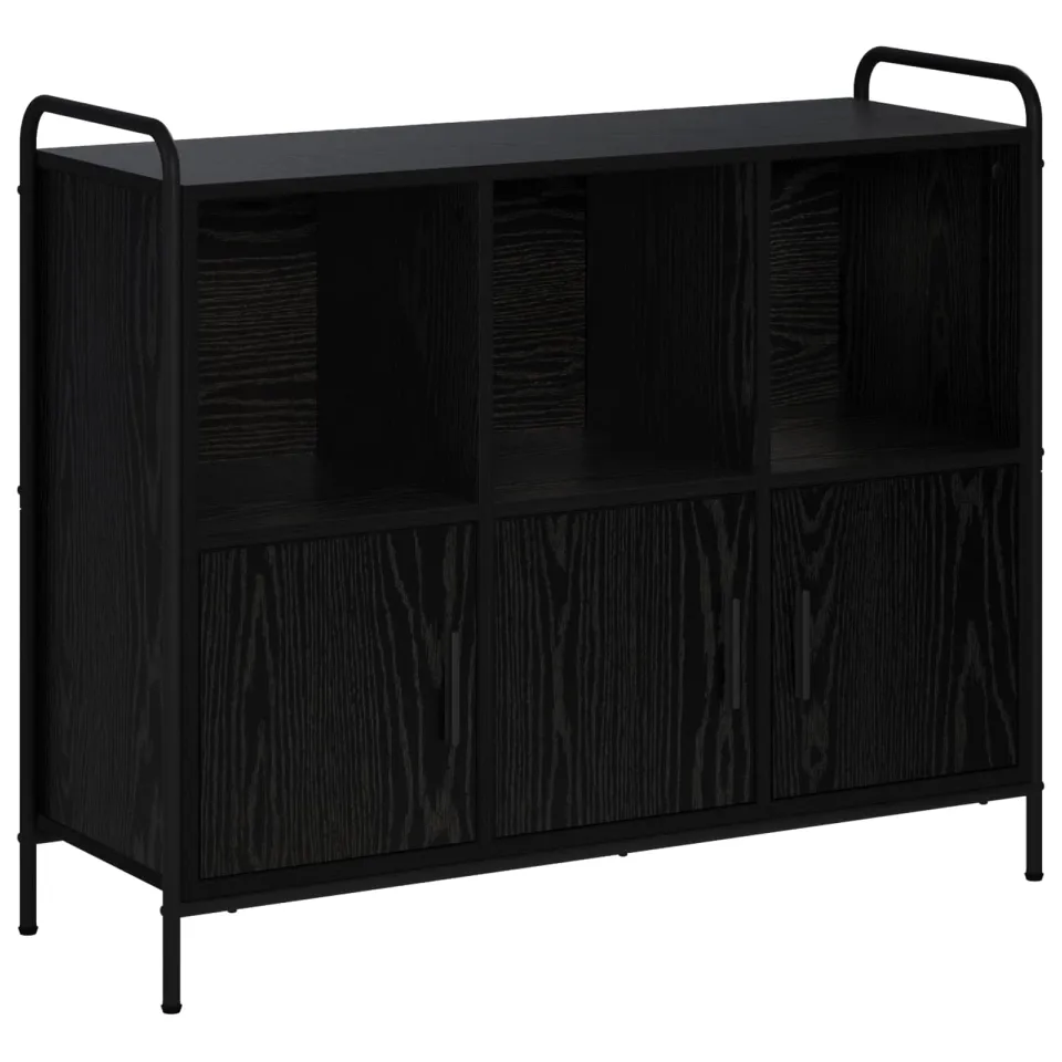 vidaXL Dressoir Zwart eiken 97 x 33 x 81 cm Bewerkt hout, foto 3