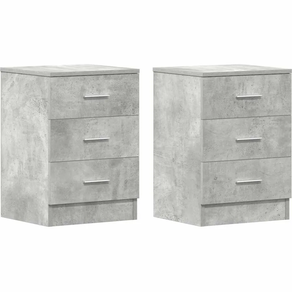 vidaXL Nachtkastjes 2 st 38x35x56 cm bewerkt hout betongrijs
