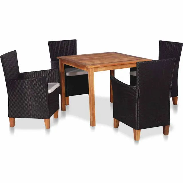 vidaXL 5-delige Tuinset poly rattan zwart en bruin, foto 2