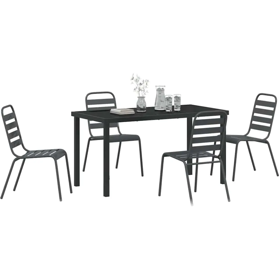 vidaXL Tuin eettafelset 5 st Antraciet Gepoedercoat staal Grijs