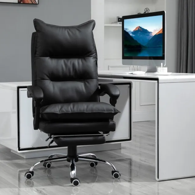 COVREO Bureaustoel 66x72x130 cm zwart, kunstleer met voetsteun