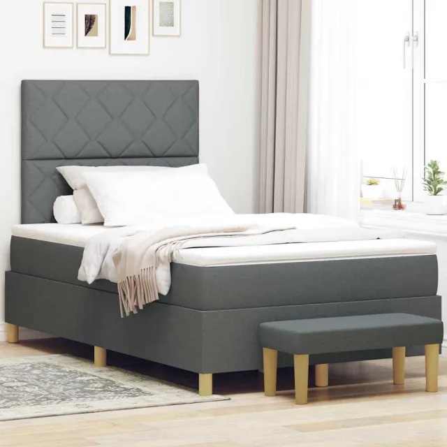 vidaXL Boxspring bed met hoofdeinde Donkergrijs 200 x 120 cm Stof