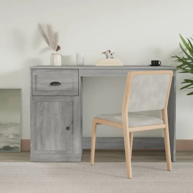 vidaXL Bureau met lade 115x50x75 cm bewerkt hout grijs sonoma eiken, foto 2