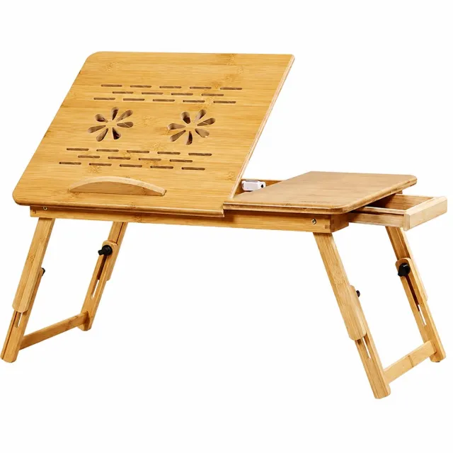 Sello! bedtafel – banktafel – laptopbureau – opvouwbaar – verstelbaar – laptop – tablet – boek – ontbijt – 50 x 30 cm – bamboe
