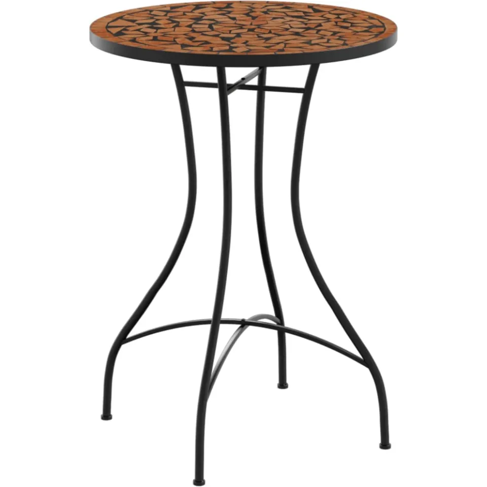 vidaXL Bistrotafel mozaïek Ø50x70 cm keramiek terracottakleurig, foto 3