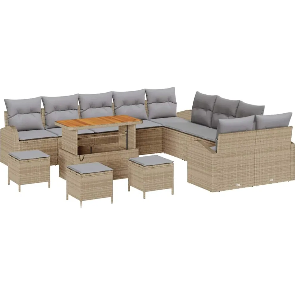 vidaXL Tuinbankenset 14 st Beige poly rattan